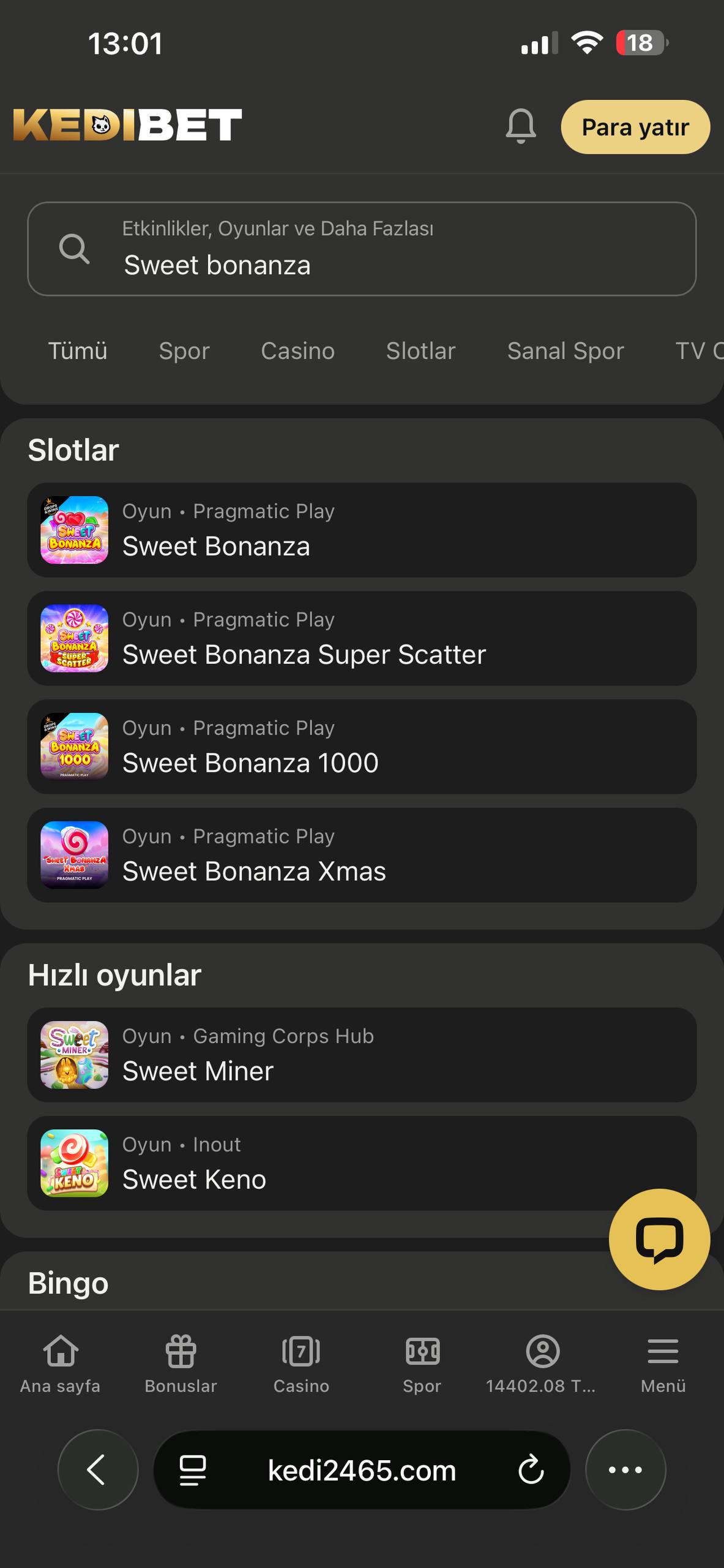 Adım 3: Sweet Bonanza 1000\'i Bul